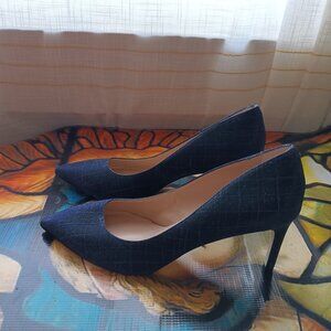 NWT Metallic Navy Blue Cindy Galaxy Point Toe Pump by Ron White